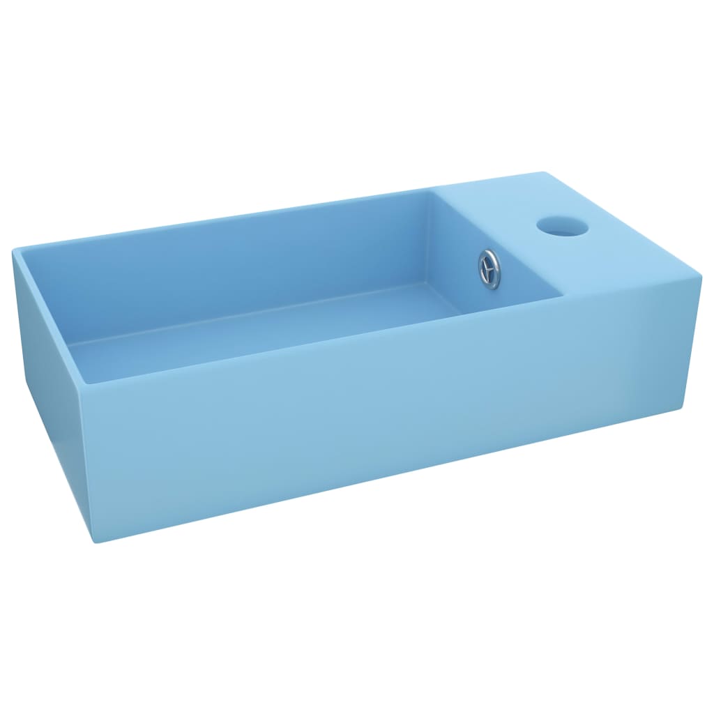vidaXL Lavabo de salle de bain avec trop-plein Céramique Bleu clair