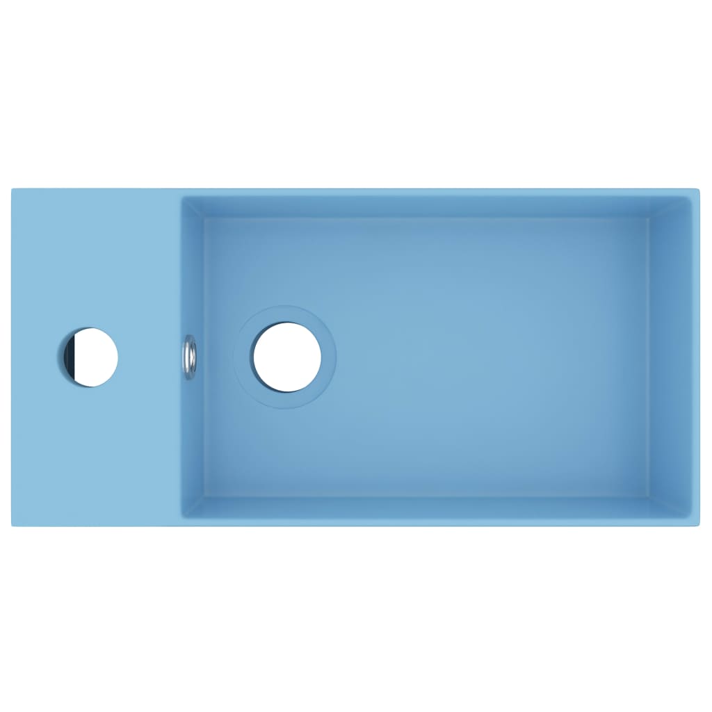 vidaXL Lavabo de salle de bain avec trop-plein Céramique Bleu clair