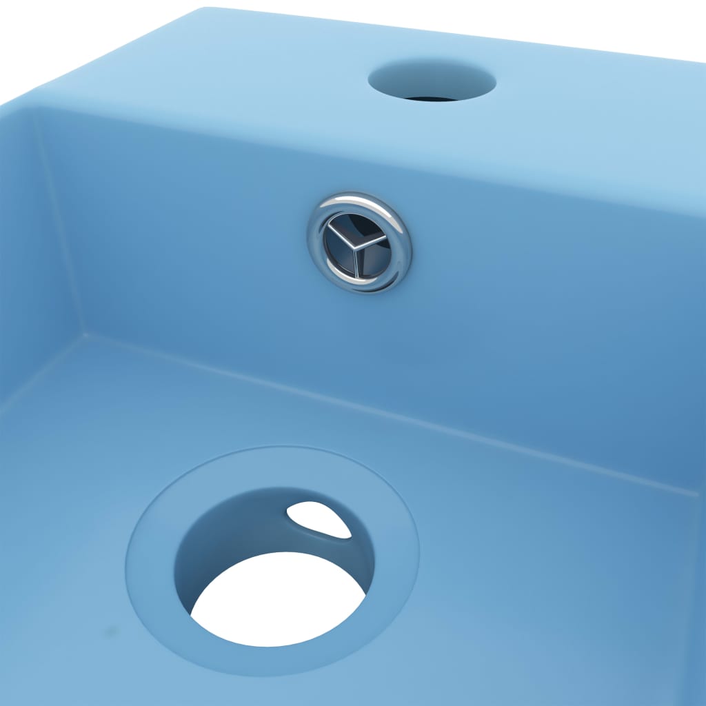 vidaXL Lavabo de salle de bain avec trop-plein Céramique Bleu clair