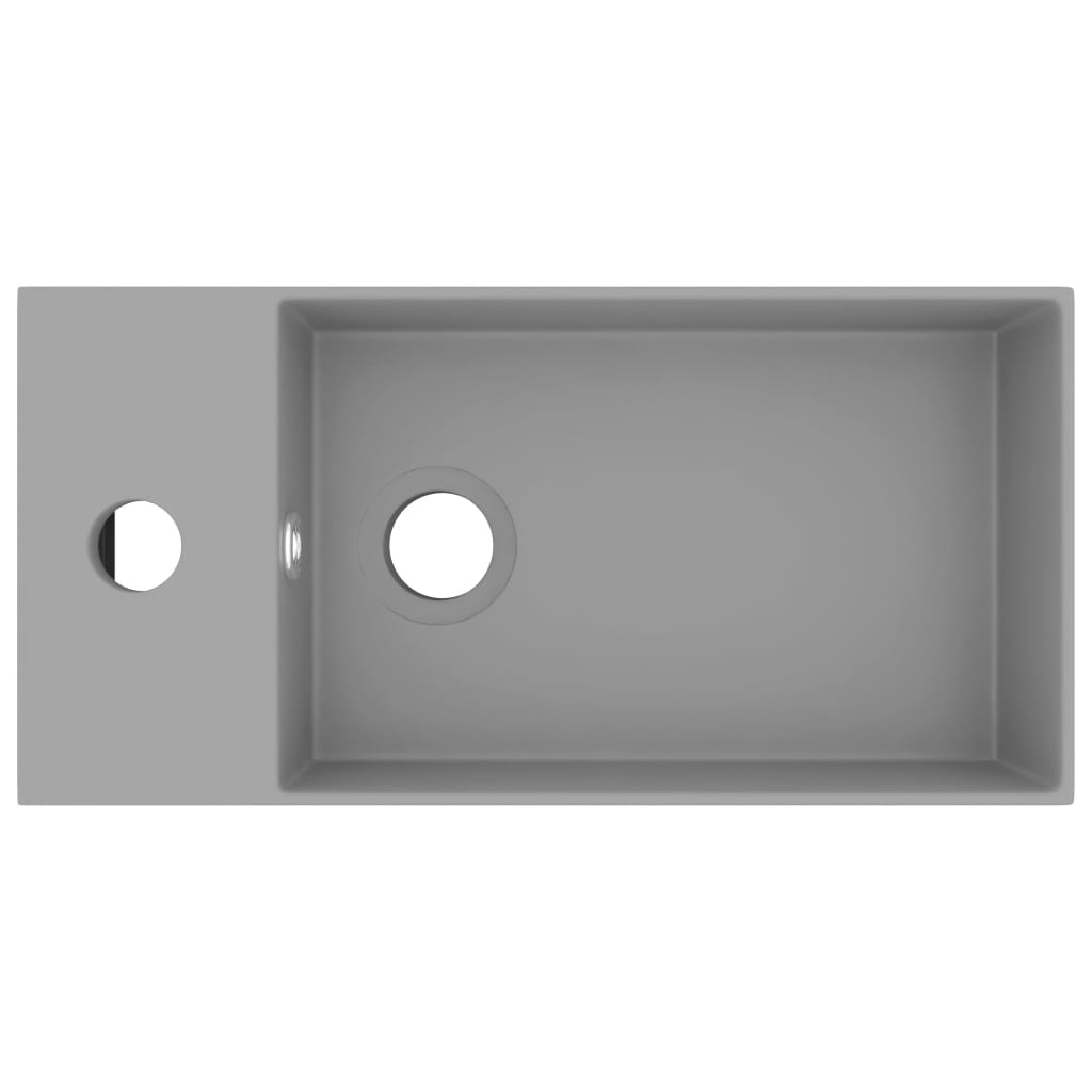 vidaXL Lavabo de salle de bain avec trop-plein Céramique Gris clair