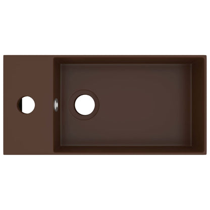 vidaXL Lavabo de salle de bain avec trop-plein Céramique Marron foncé