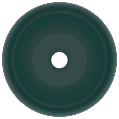 vidaXL Lavabo rond de luxe Vert foncé mat 40x15 cm Céramique