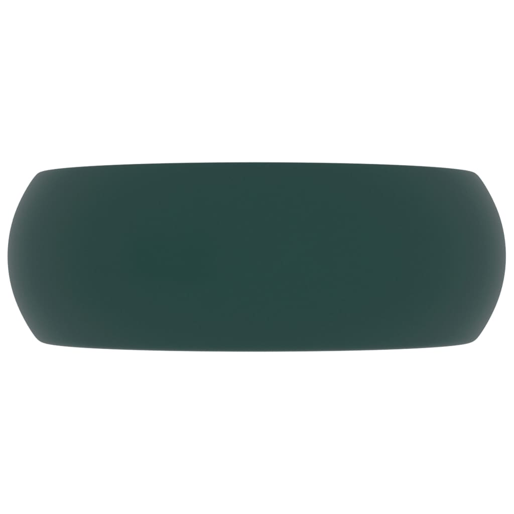 vidaXL Lavabo rond de luxe Vert foncé mat 40x15 cm Céramique