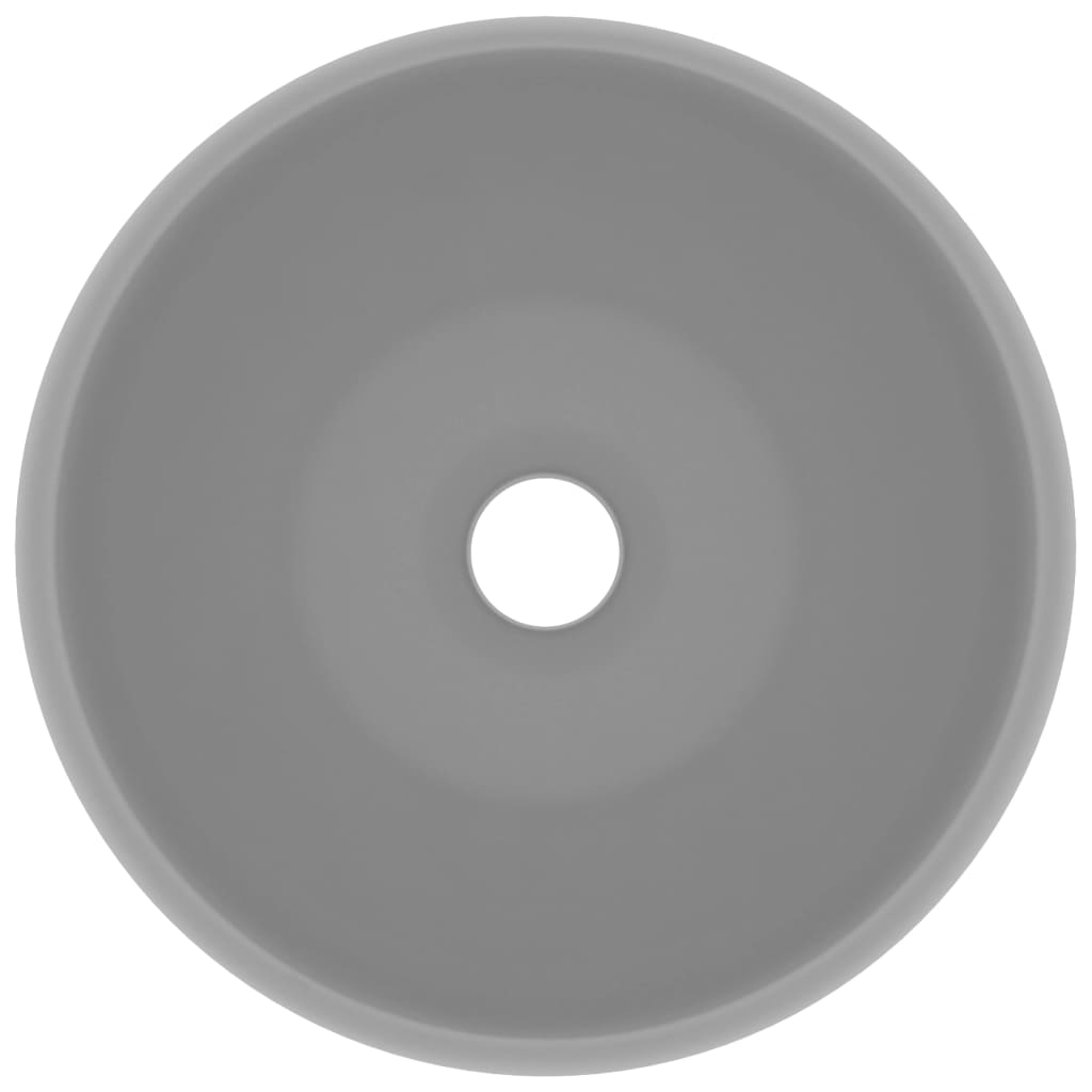 vidaXL Lavabo rond de luxe Gris clair mat 40x15 cm Céramique