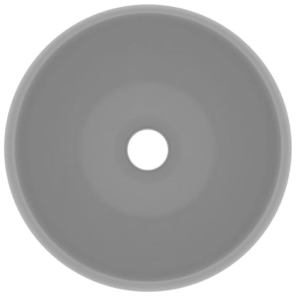 vidaXL Lavabo rond de luxe Gris clair mat 40x15 cm Céramique