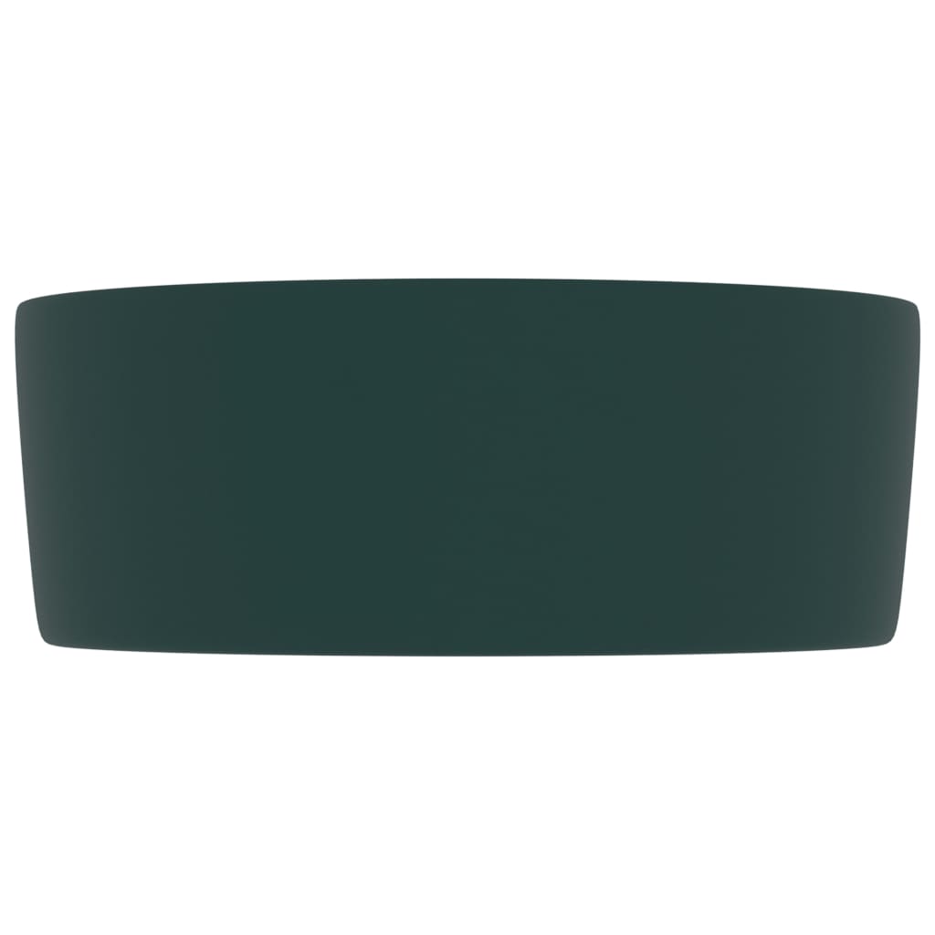 vidaXL Lavabo rond de luxe Vert foncé mat 40x15 cm Céramique