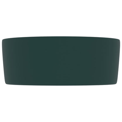 vidaXL Lavabo rond de luxe Vert foncé mat 40x15 cm Céramique