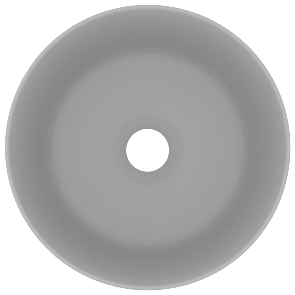 vidaXL Lavabo rond de luxe Gris clair mat 40x15 cm Céramique
