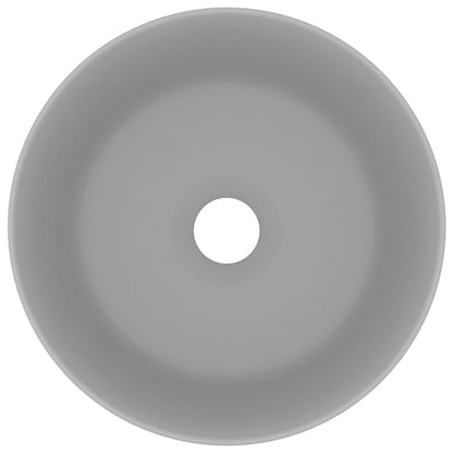 vidaXL Lavabo rond de luxe Gris clair mat 40x15 cm Céramique
