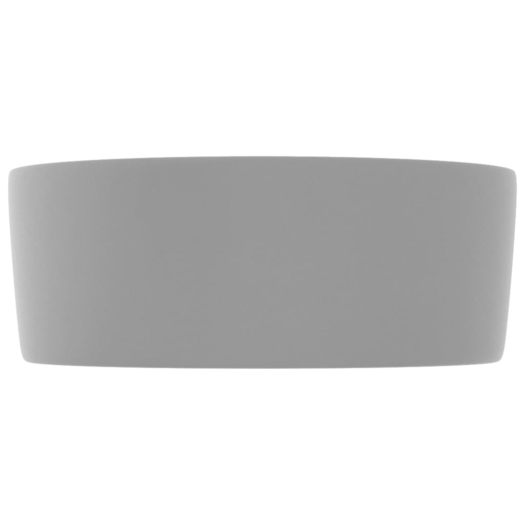 vidaXL Lavabo rond de luxe Gris clair mat 40x15 cm Céramique