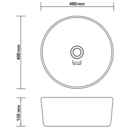 vidaXL Lavabo rond de luxe Gris clair mat 40x15 cm Céramique