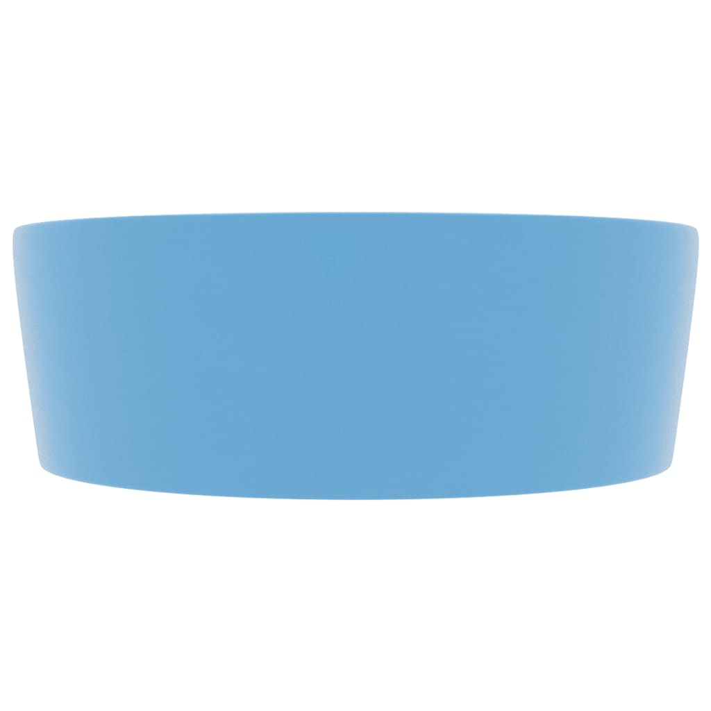 vidaXL Lavabo de luxe avec trop-plein Bleu clair mat 36x13cm Céramique