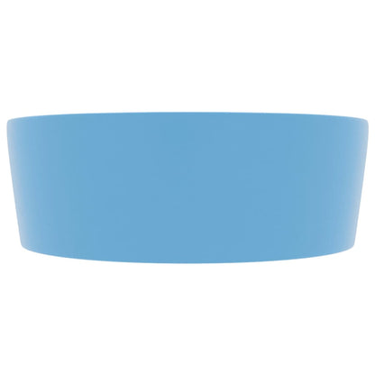 vidaXL Lavabo de luxe avec trop-plein Bleu clair mat 36x13cm Céramique
