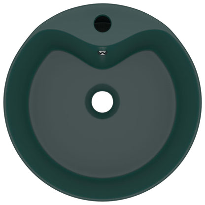 vidaXL Lavabo de luxe avec trop-plein Vert foncé mat 36x13cm Céramique