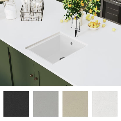 vidaXL Évier de cuisine avec trou de trop-plein Blanc Granit