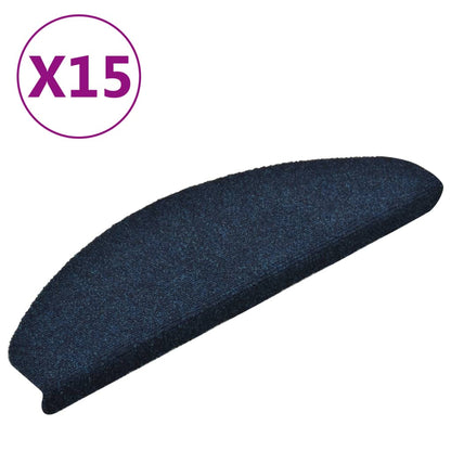 vidaXL Tapis d'escalier autocollants 15 pcs Bleu 65x21x4 cm Aiguilleté