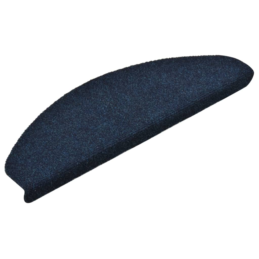 vidaXL Tapis d'escalier autocollants 15 pcs Bleu 65x21x4 cm Aiguilleté