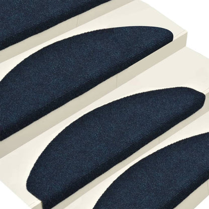 vidaXL Tapis d'escalier autocollants 15 pcs Bleu 65x21x4 cm Aiguilleté