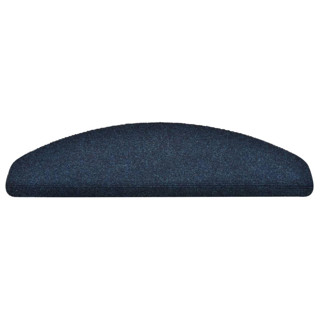 vidaXL Tapis d'escalier autocollants 15 pcs Bleu 65x21x4 cm Aiguilleté