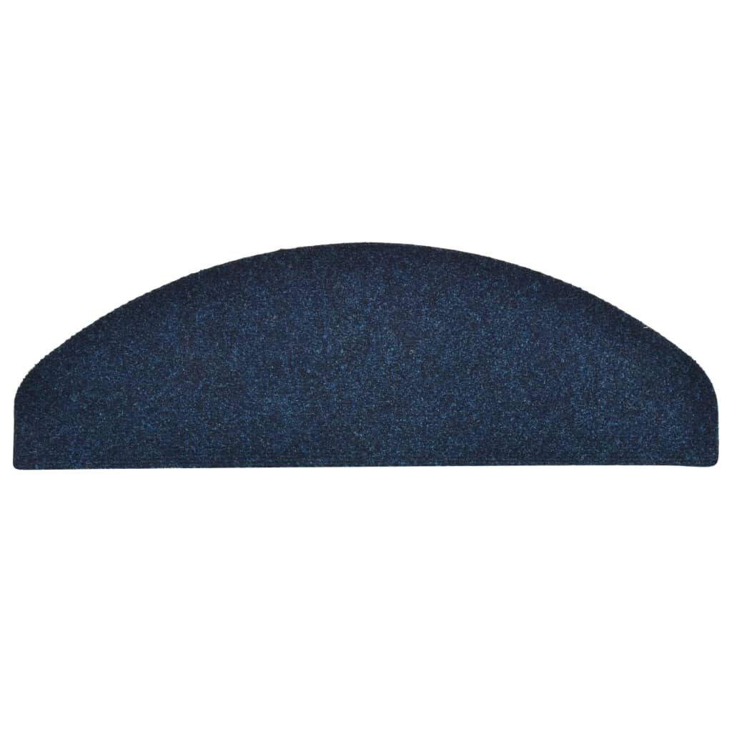 vidaXL Tapis d'escalier autocollants 15 pcs Bleu 65x21x4 cm Aiguilleté