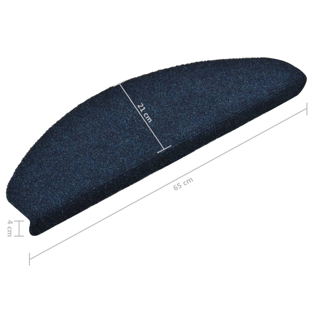 vidaXL Tapis d'escalier autocollants 15 pcs Bleu 65x21x4 cm Aiguilleté