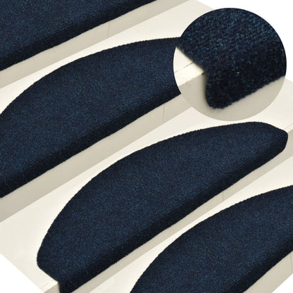 vidaXL Tapis d'escalier autocollants 15 pcs Bleu 65x21x4 cm Aiguilleté