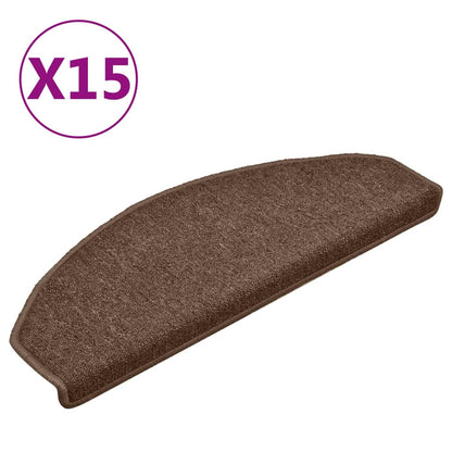 vidaXL Tapis de marches d'escalier 15 pcs Marron 65x24x4 cm