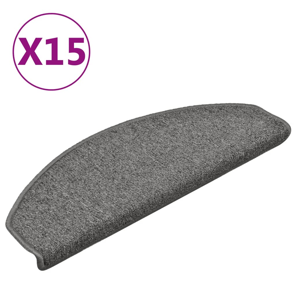 vidaXL Tapis de marches d'escalier 15 pcs Gris foncé 65x24x4cm