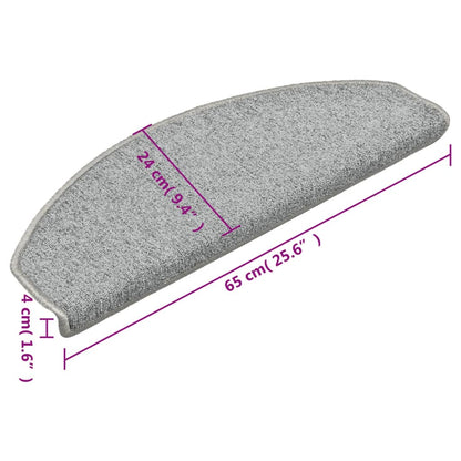 vidaXL Tapis de marches d'escalier 15 pcs Gris clair 65x24x4 cm