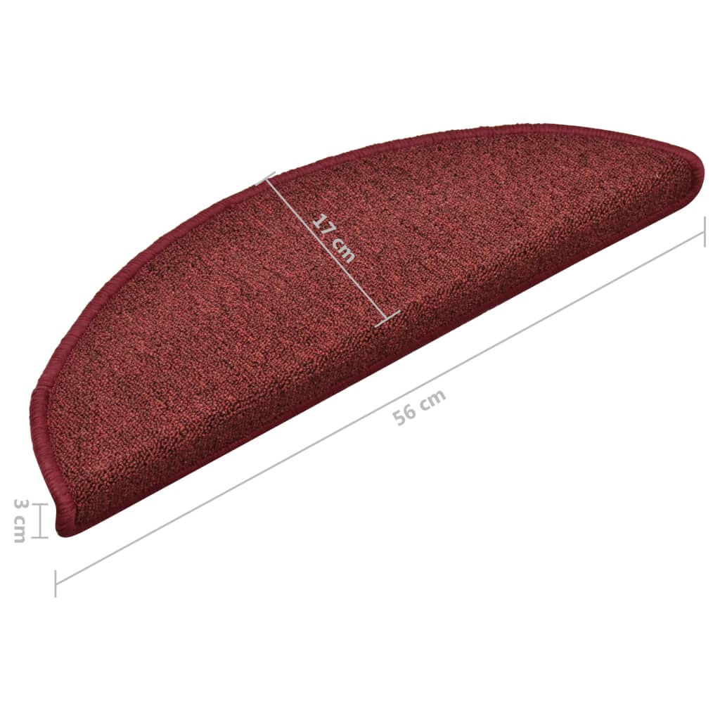 vidaXL Tapis de marches d'escalier 15 pcs Rouge 56x17x3 cm