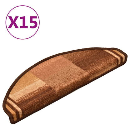 vidaXL Tapis d'escalier autocollants 15 pcs Marron 65x21x4 cm