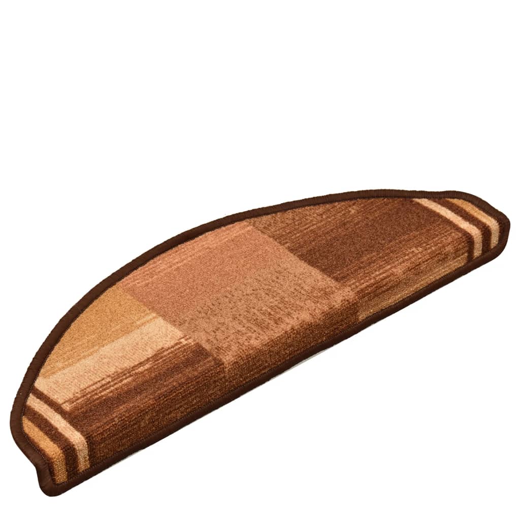 vidaXL Tapis d'escalier autocollants 15 pcs Marron 65x21x4 cm