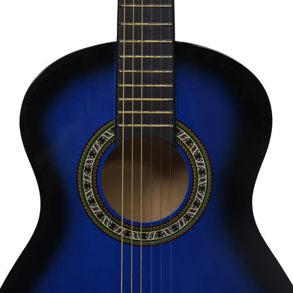 vidaXL Guitare classique avec sac de débutants et enfants Bleu 1/2 34"