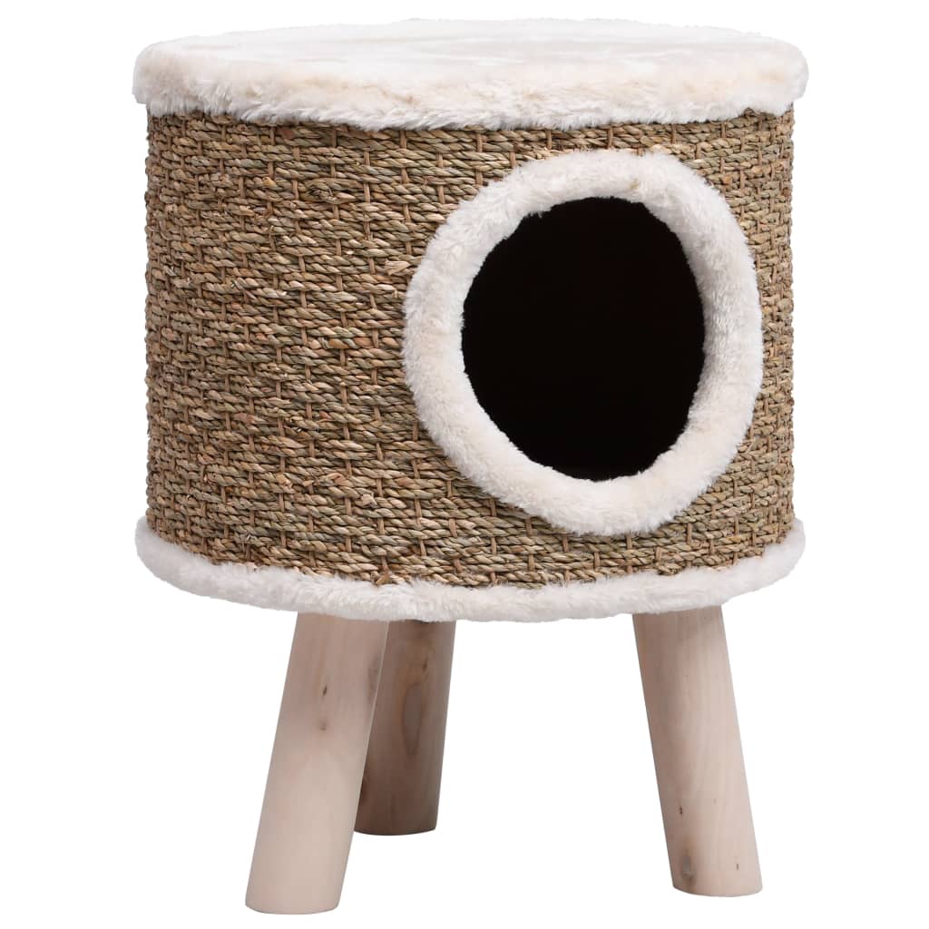 vidaXL Maison pour chat avec pieds en bois 41 cm Herbiers marins