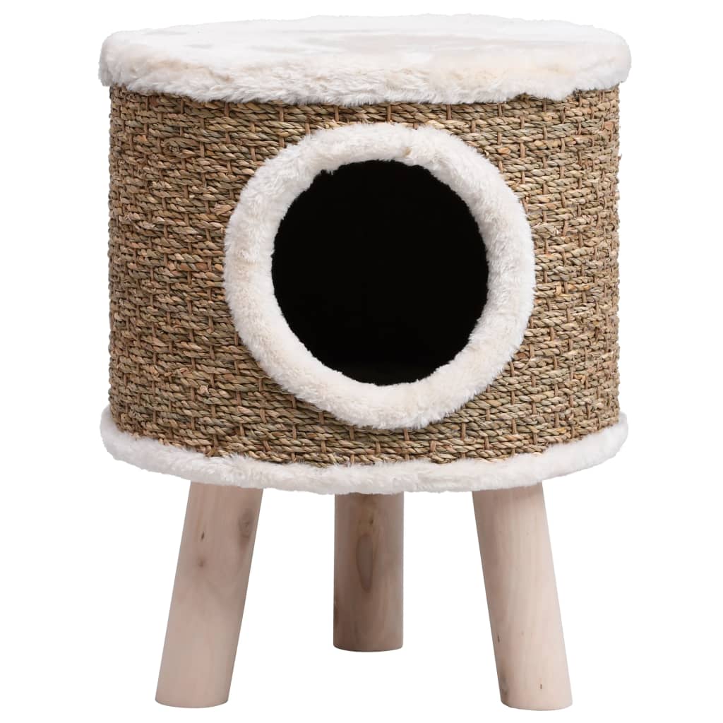 vidaXL Maison pour chat avec pieds en bois 41 cm Herbiers marins