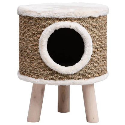 vidaXL Maison pour chat avec pieds en bois 41 cm Herbiers marins