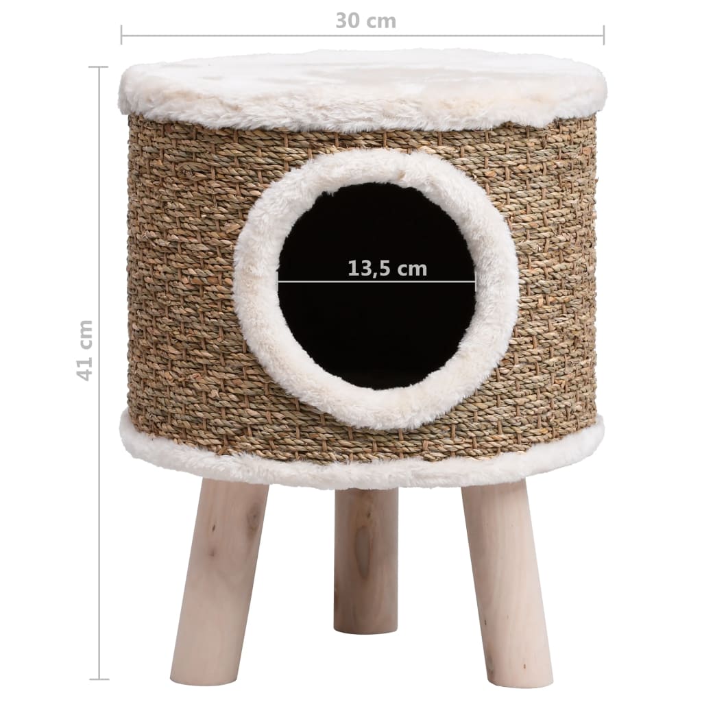 vidaXL Maison pour chat avec pieds en bois 41 cm Herbiers marins