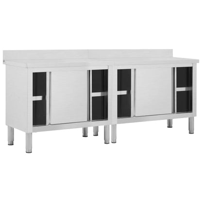 vidaXL Tables avec portes coulissantes 2 pcs 200x50x(95-97) cm Inox