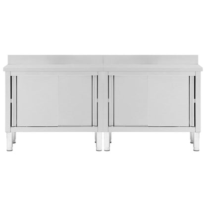 vidaXL Tables avec portes coulissantes 2 pcs 200x50x(95-97) cm Inox