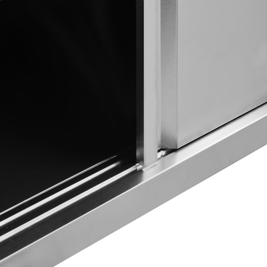 vidaXL Tables avec portes coulissantes 2 pcs 200x50x(95-97) cm Inox