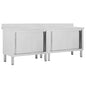 vidaXL Tables avec portes coulissantes 2 pcs 240x50x(95-97) cm Inox
