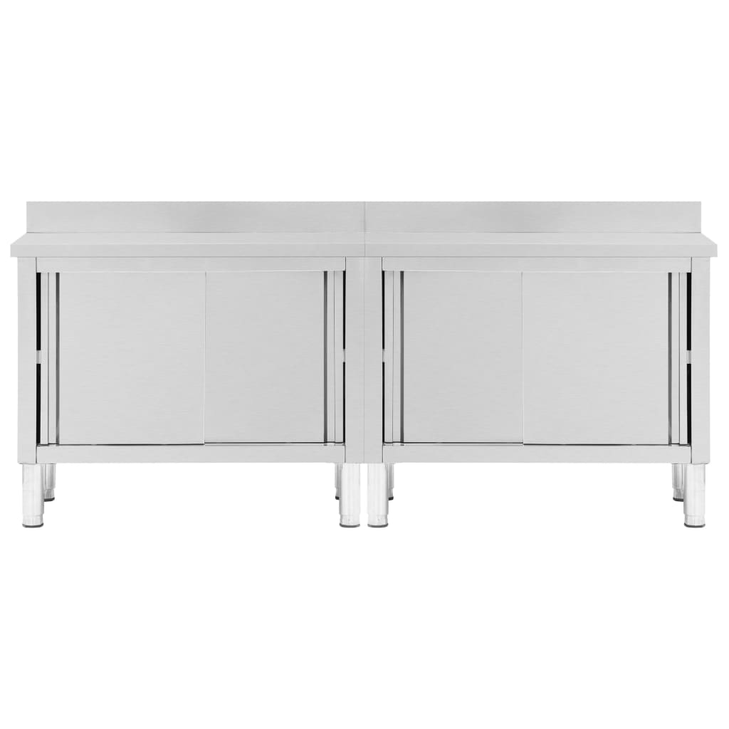 vidaXL Tables avec portes coulissantes 2 pcs 240x50x(95-97) cm Inox