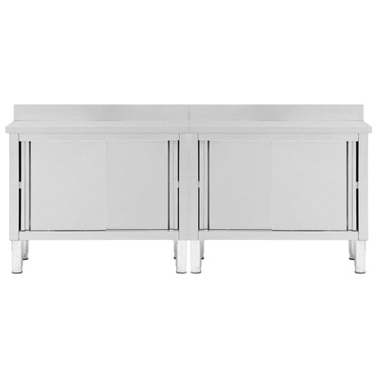 vidaXL Tables avec portes coulissantes 2 pcs 240x50x(95-97) cm Inox