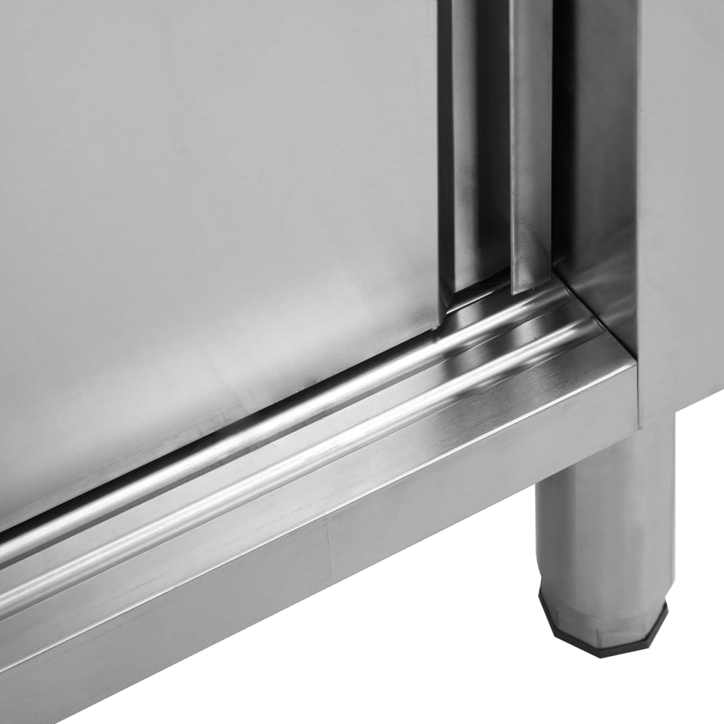 vidaXL Tables avec portes coulissantes 2 pcs 240x50x(95-97) cm Inox
