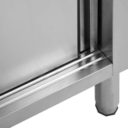 vidaXL Tables avec portes coulissantes 2 pcs 240x50x(95-97) cm Inox