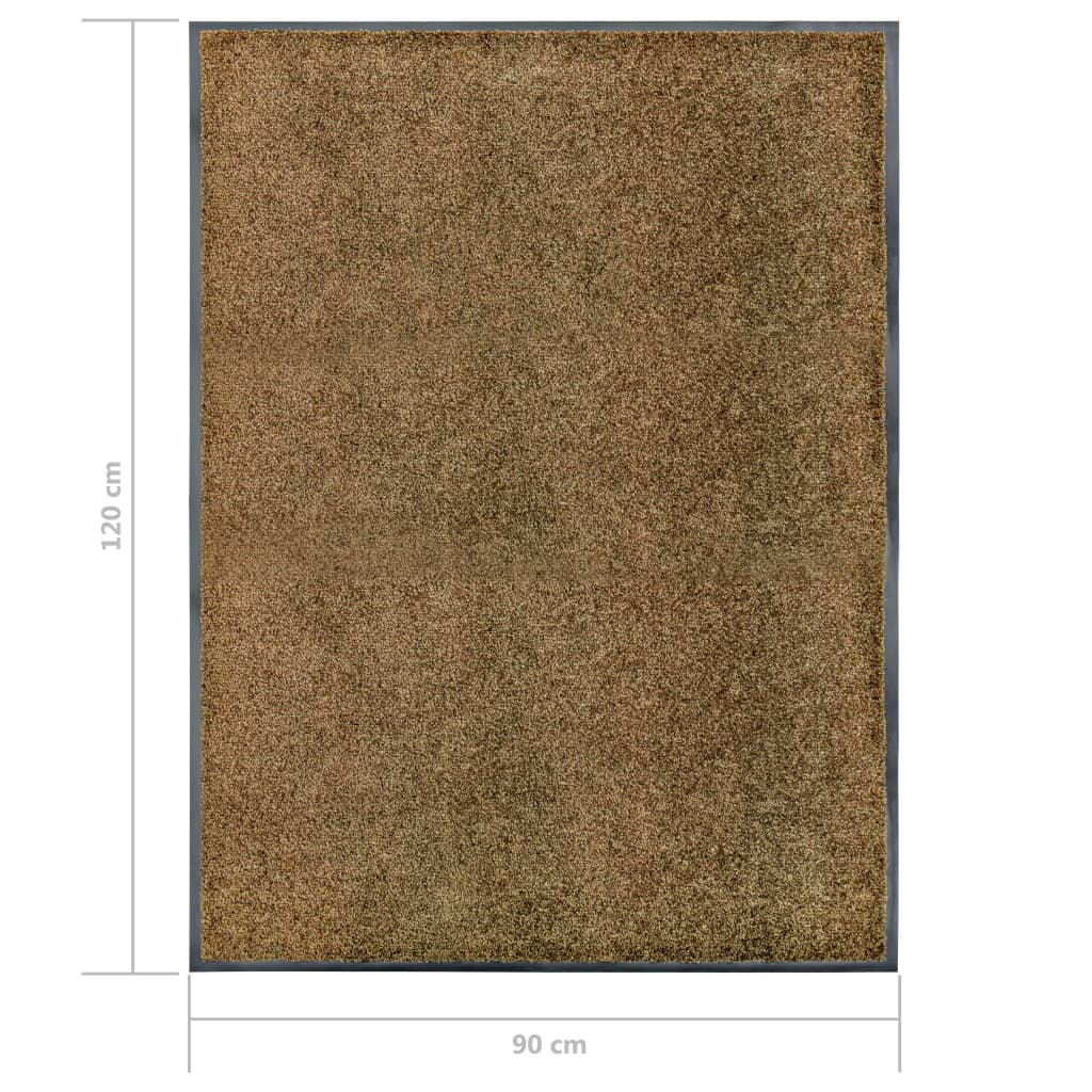 vidaXL Paillasson lavable Marron 90x120 cm