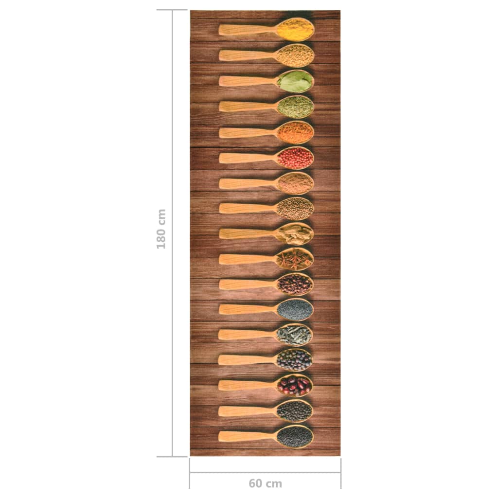 vidaXL Tapis de sol de cuisine lavable Cuillère 60x180 cm