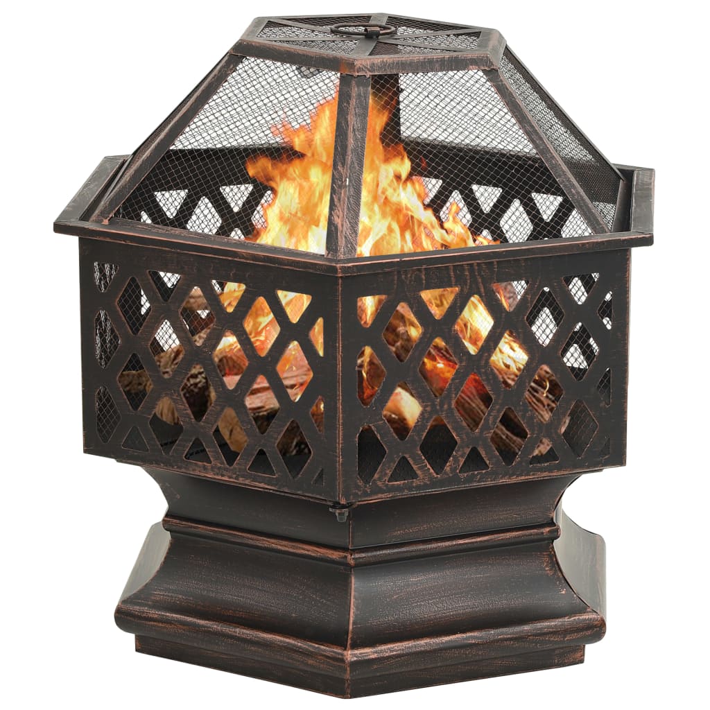 vidaXL Foyer rustique avec tisonnier 62x54x56 cm XXL Acier