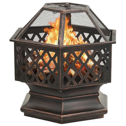 vidaXL Foyer rustique avec tisonnier 62x54x56 cm XXL Acier