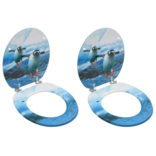 vidaXL Sièges de toilette avec couvercle 2 pcs MDF Design de pingouins